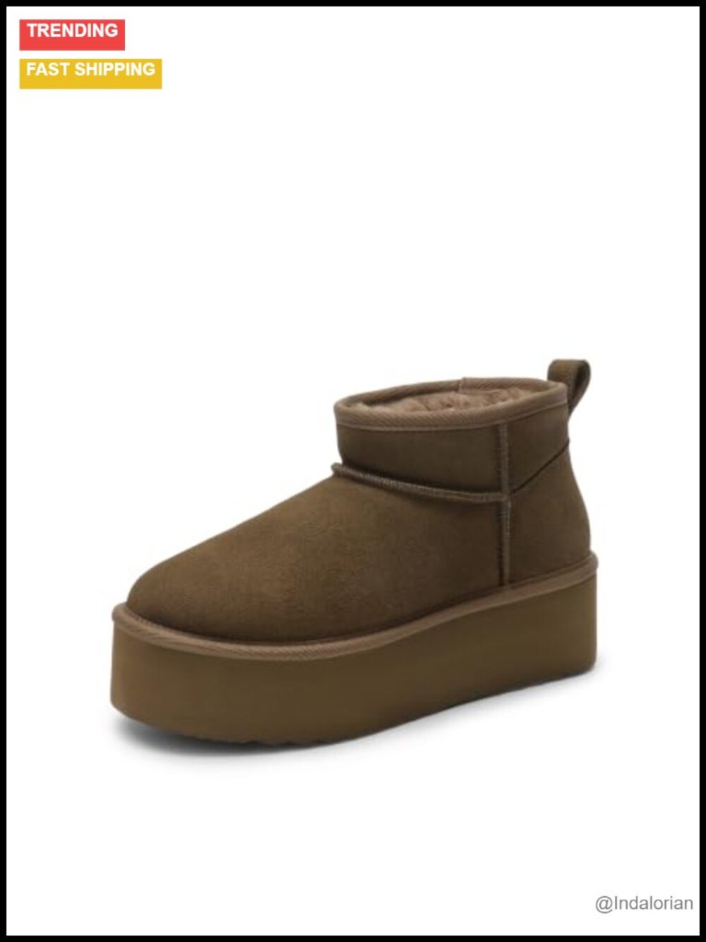 Genuine Suede Water-Repellent Ankle Boots with Faux Fur Lining Platform